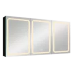 60x30 Inch LED Dimmer black Surface Mount Three Door Lighted Medicine Cabinet for Bathroom with Mirror Defogging