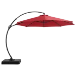 10Ft. Deluxe Patio Umbrella with Base, Outdoor Large Hanging Cantilever Curvy Umbrella in Red Color