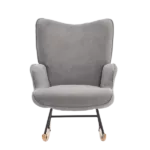 Metal Frame Gray Microfiber Rocking Chair of wooden Legs Ideal for Living Room & Bedroom