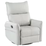 Light Gray Swivel Rocking Recliner Chair of Wooden Frame With Metal round Base Ideal for Living Room & Bedroom