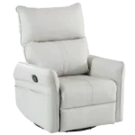 Light Gray Swivel Rocking Recliner Chair of Wooden Frame With Metal round Base Ideal for Living Room & Bedroom