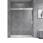 60*76" Single Sliding Frameless Shower Door Brushed Nickel With Buffer