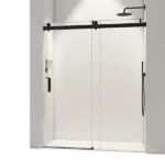 60*76" Single Sliding Frameless Shower Door Matte Black With Buffer