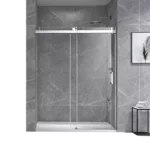 72*76" Single Sliding Frameless Shower Door Brushed Nickel With Buffer