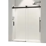 72*76" Single Sliding Frameless Shower Door Matte Black With Buffer