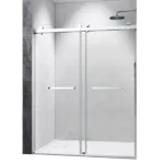 72*76" Double Sliding Frameless Shower Door Brushed Nickel Without Buffer
