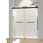 72*76" Double Sliding Frameless Shower Door Matte Black Without Buffer