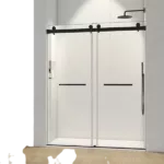 72*76" Double Sliding Frameless Shower Door Matte Black Without Buffer