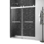 72*76" Double Sliding Frameless Shower Door Brushed Nickel With Buffer