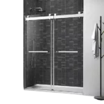 72*76" Double Sliding Frameless Shower Door Brushed Nickel With Buffer