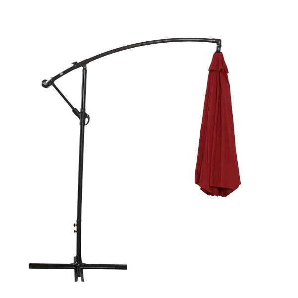 Modern Round 360-Degree Rotation Cantilever Offset Outdoor Patio Umbrella in Red Color