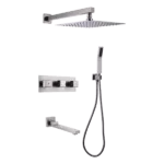 Eco-Friendly Brushed Nickel Rainfall Bathroom Shower System With Modern Design