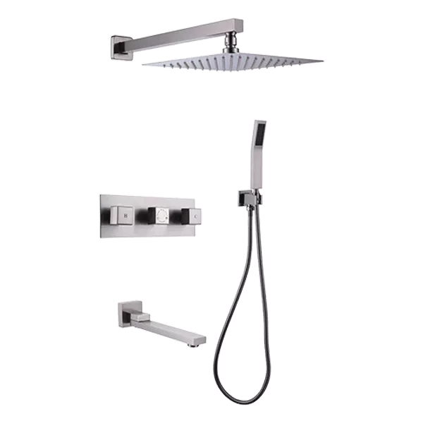Eco-Friendly Brushed Nickel Rainfall Bathroom Shower System With Modern Design