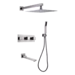 Eco-Friendly Brushed Nickel Rainfall Bathroom Shower System With Modern Design
