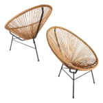 Set of 2 All-Weather Patio Chairs with Flexible Rope and Heavy Duty Frame