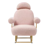 Pink Fabric Rocking Chair of Metal Frame And  Legs Ideal for Living Room & Bedroom