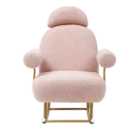 Pink Fabric Rocking Chair of Metal Frame And  Legs Ideal for Living Room & Bedroom