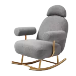 Fabric Gray Rocking Chair of Metal Frame And  Legs Ideal for Living Room & Bedroom