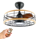 InfiniPower 16” ceiling fans with lights and remote, Caged Ceiling Fan with Reversible Motor for Different Seasons, Quiet and Energy Saving, 6 level Speeds