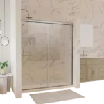 60 in. x 70 in. Traditional Sliding Shower Door in Chrome with Clear Glass