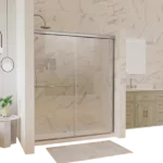 60 in. x 70 in. Traditional Sliding Shower Door in Chrome with Clear Glass