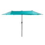 Outdoor Patio 13 ft. Width x 6.5 ft. Length Rectangular Market Umbrella in Teal Color