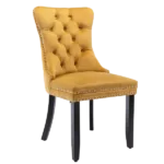 Modern Gold Velvet Upholstered Dining Chair of Wooden Frame And Legs With Nailhead Trim For Dining Room