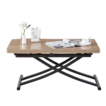 Modern Natural Wood Rectangular Wooden Top Dining Table Of Metal Legs For Dining Room