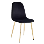 Modern Black Fabric Set of 4 Mid-Century Dining Chairs with Golden Metal Frame And Legs