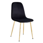 Modern Black Fabric Set of 4 Mid-Century Dining Chairs with Golden Metal Frame And Legs