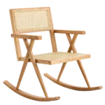 Natural Wood Rocking Chair of Wooden Frame And  Legs Ideal for Living Room & Bedroom
