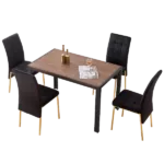 Modern 5-Piece MDF Dining Table Set Including 4 Black Velvet High Back Golden Color Legs Chair For Dining Room