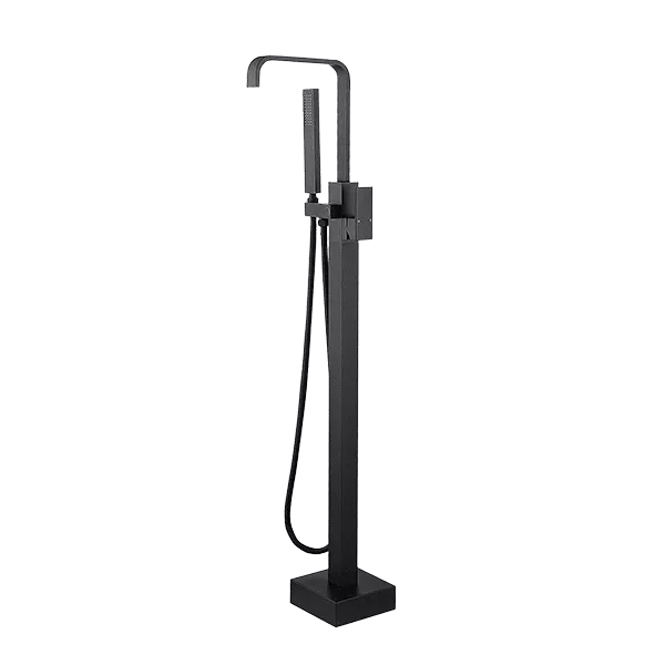 Floor Mount Metal Tub Filler Faucet in Black Color