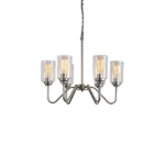 6-Light Silver Iron Chandelier with Clear Glass Shades For Indoor