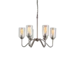 6-Light Classic Style Ceiling Light Chandelier Fixture with Water Grain Glass Shade for Meeting Room Dining Room, Gold For Indoor