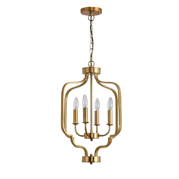 Bolden 60-Watt 3-Light Satin Brass Finish Hanging Foyer Kitchen Dining Pendant Light, No Bulbs Included For Indoor