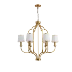 6-Light Gold Chandelier with Glass Shades For Indoor