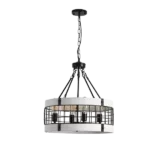4-Light Vintage Circular White Wood Chandelier For Indoor