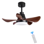 DSHADE Farmhouse Brown Ceiling Fans with Lights,Small 28" Remote Control ABS Blade Ceiling Fan Intergrated LED Ceiling Fan with 6 Speeds 3 Colors Flush Mount Timing Ceiling Fan for Bedroom Kitchen