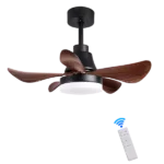 DSHADE Farmhouse Brown Ceiling Fans with Lights,Small 28" Remote Control ABS Blade Ceiling Fan Intergrated LED Ceiling Fan with 6 Speeds 3 Colors Flush Mount Timing Ceiling Fan for Bedroom Kitchen