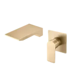 Single Handle Wall Mount Waterfall Bathroom Faucet in Gold Color