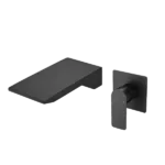 Single Handle Wall Mount Waterfall Bathroom Faucet in Black Color