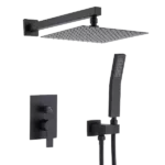 12 Inch Bathroom Rain Shower Combo Set With Hand Shower in Matte Black