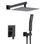 12 Inch Bathroom Rain Shower Combo Set With Hand Shower in Matte Black