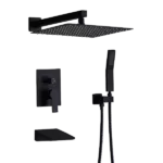 12 inch Shower System With Handheld Shower Head in Black