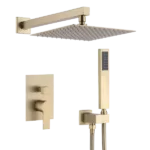 10 inch Wall Mount Brushed Gold Brass Rainfall Shower in Gold