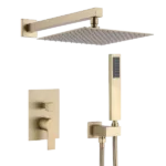 12 Inch Bathroom Rain Shower Combo Set With Hand Shower in Brushed Gold