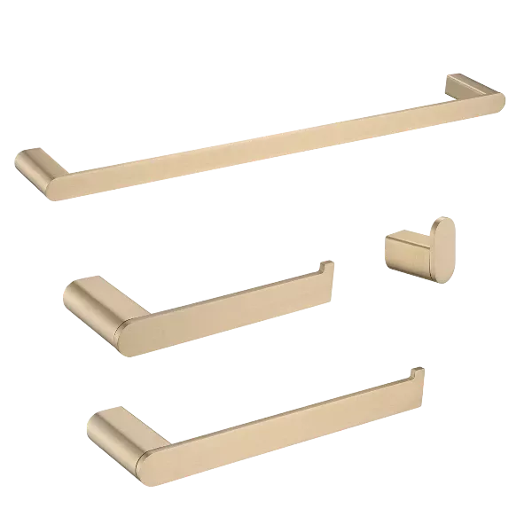 Wall Mounted 4-Piece Bathroom Hardware in Brushed Gold