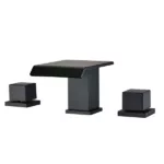 Waterfall Widespread 2-Handles Bathroom Sink Faucet in Matte Black