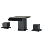 Waterfall Widespread 2-Handles Bathroom Sink Faucet in Matte Black